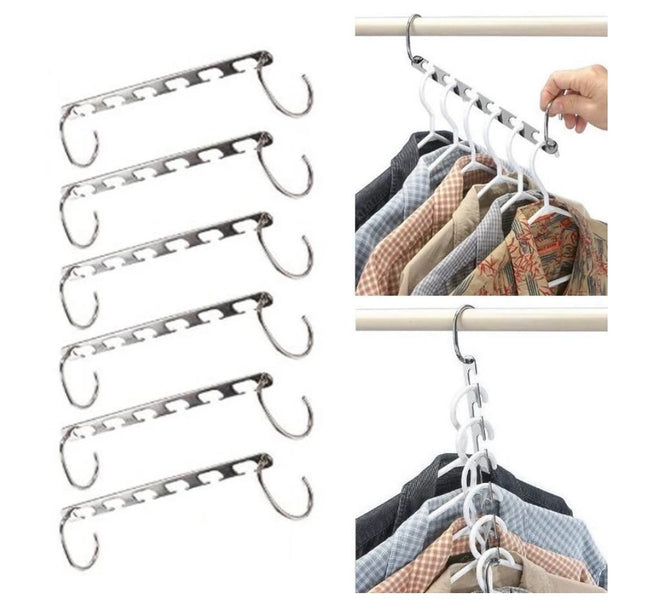 Silver Clothes Hanger Organizer with Connection Hook V1237-ZY-506-0077