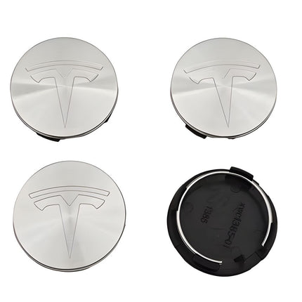 4-Pack Tesla Wheel Hub Caps, 56mm, Silver - Compatible with Tesla