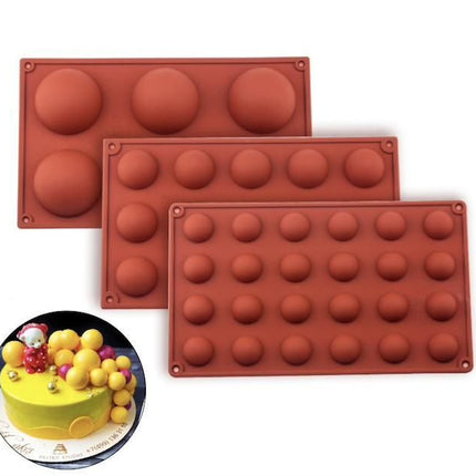 6/8/15/24 Silicone Mold, Ball Hemisphere Ice Chocolate Jelly Mold 8 Bullets Brown