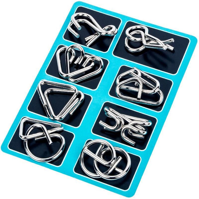 Blue Metal Puzzle Brain Teaser for Brain Training V1237-ZY-506-0096
