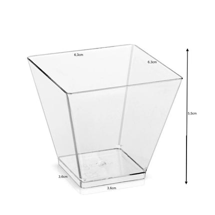 25-pack Square Plastic Cups 120 ml, Black, for Dessert and Mousse