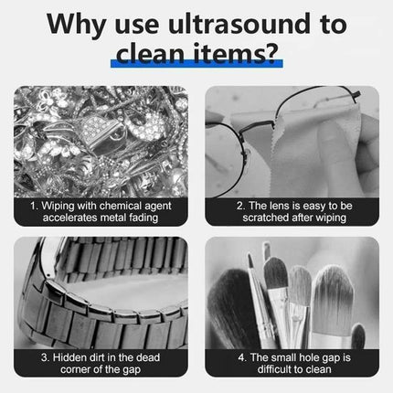Ultrasonic cleaning glasses jewelry cleaner white, 42kHz