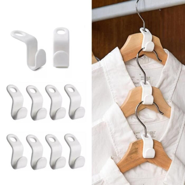 10-pack White Clothes Hangers with Connecting Hook Organizer V1237-ZY-506-0157