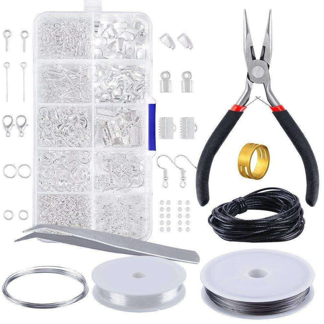 DIY Jewelry Making Kit with Pliers Wire Rings Silver V1237-ZY-506-0163