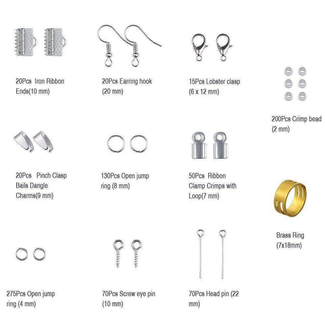 DIY Jewelry Making Kit with Pliers Wire Rings Silver – product detail