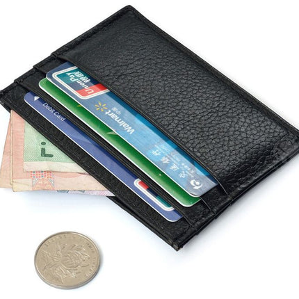 Black Card Holder Wallet with Bill Compartment