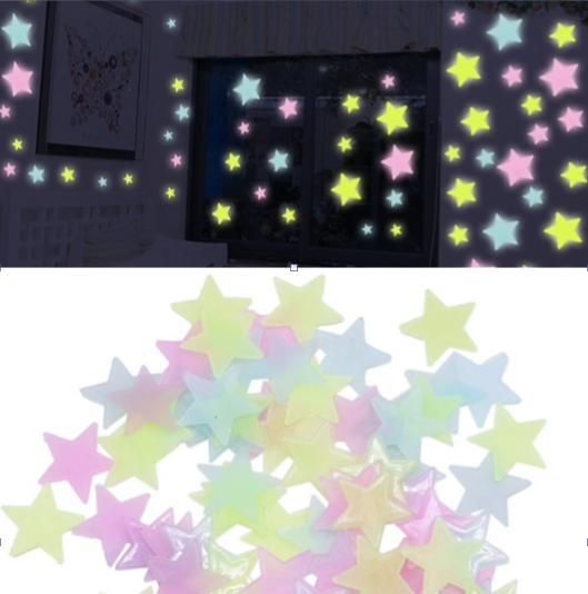 100pcs Luminous Stars for Ceiling and Wall Decorations MultiColor V1237-ZY-506-0203