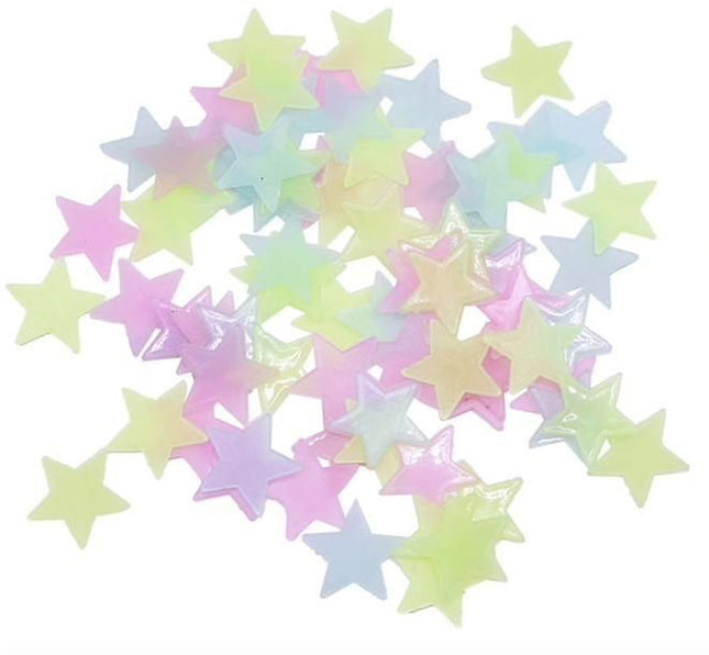 100pcs Luminous Stars for Ceiling and Wall Decorations MultiColor – product detail