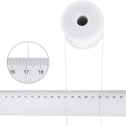 50m White Nylon Covered Elastic Thread, 0.6mm