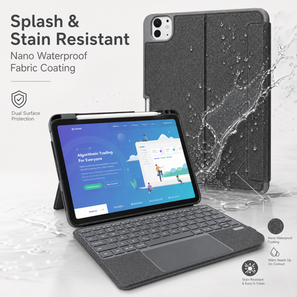 SENYOSON Black iPad Keyboard Case for iPad 7th 8th 9th Generation 10.2 Inch 2019/2020/2021 & iPad Air 3 10.5 Inch 2019, Ultra-Light Magnetic Detachable Keyboard with 7-Color Backlit, Large Precision Trackpad, Writing/Viewing Modes