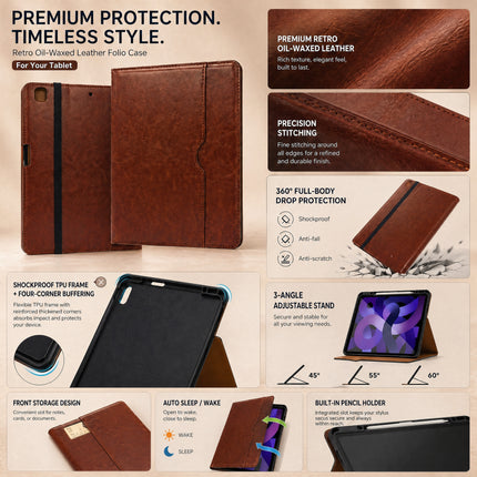 SENYOSON Light Blue iPad Case for iPad 7th 8th 9th Generation 10.2 Inch 2019/2020/2021 & iPad Air 3 10.5 Inch 2019, Premium Leather Folio Stand Cover with Pencil Holder