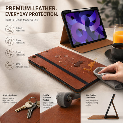 SENYOSON Black iPad Case for iPad Air 4th 5th 6th 7th 8th Gen & iPad Pro 11" 1st 2nd 3rd 4th 5th 6th Gen 10.9/11 Inch, Premium Leather Folio Stand Cover with Pencil Holder