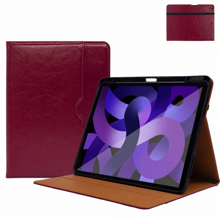 SENYOSON Dark Red iPad Case for iPad Pro 12.9" 3rd 4th 5th 6th Gen 2018-2022 & iPad Pro 13" 2nd Gen M5 2025 & iPad Air 13" 6th 7th 8th Gen M2/M3/M4 2024-2026, Premium Leather Folio Stand Cover with Pencil Holder