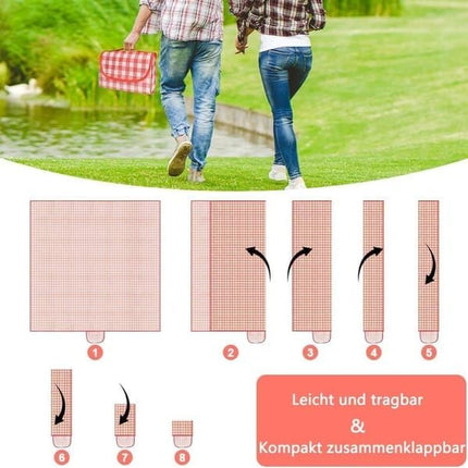 Waterproof Picnic Mat with Carry Handle, 100x150cm, Pink Gingham for Camping Beach Park Outdoor Activities