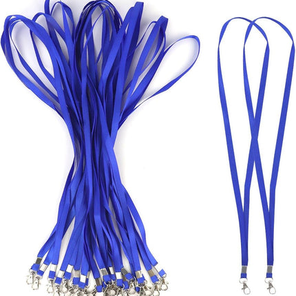 Premium Bulk Navy Blue Lanyards - 17.38 Inch Flat with Clip Swivel Hook Detachable Buckle (20 Pack)