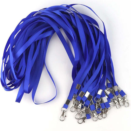 Premium Bulk Navy Blue Lanyards - 17.38 Inch Flat with Clip Swivel Hook Detachable Buckle (20 Pack)