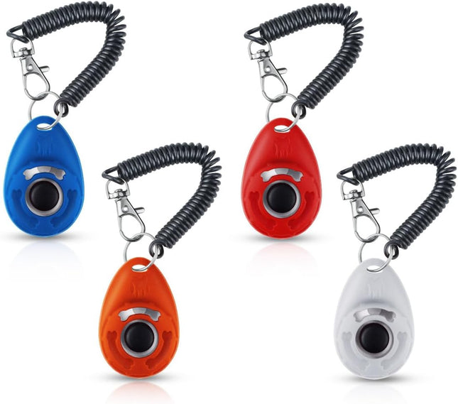 Petluno 4 Pieces Pet Training Clicker with Wrist Strap and Dog Treat Pouch for Puppy Cats Birds Kit