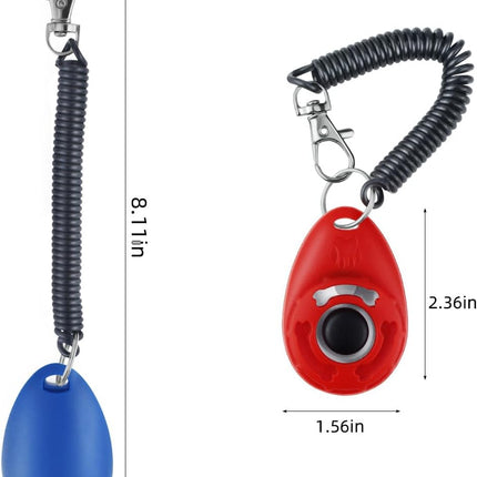 Petluno 4 Pieces Pet Training Clicker with Wrist Strap and Dog Treat Pouch for Puppy Cats Birds Kit Behavioral (White, Red, Orange, Blue)