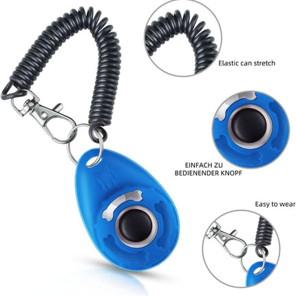 Petluno 4 Pieces Pet Training Clicker with Wrist Strap and Dog Treat Pouch for Puppy Cats Birds Kit Behavioral (White, Red, Orange, Blue)