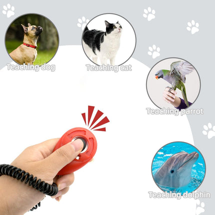 Petluno 4 Pieces Pet Training Clicker with Wrist Strap and Dog Treat Pouch for Puppy Cats Birds Kit Behavioral (White, Red, Orange, Blue)