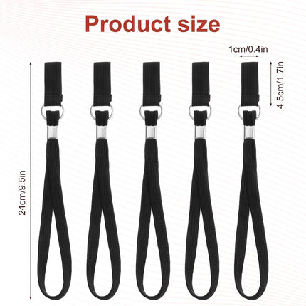 5PCS Walking Cane Wrist Strap Replacement, Black Adjustable Wrist Strap Lanyard Elastic Loop Universal Walking Cane Handle Crutch Straps Accessories for Foldable Sticks Standing Canes Seniors Crutches