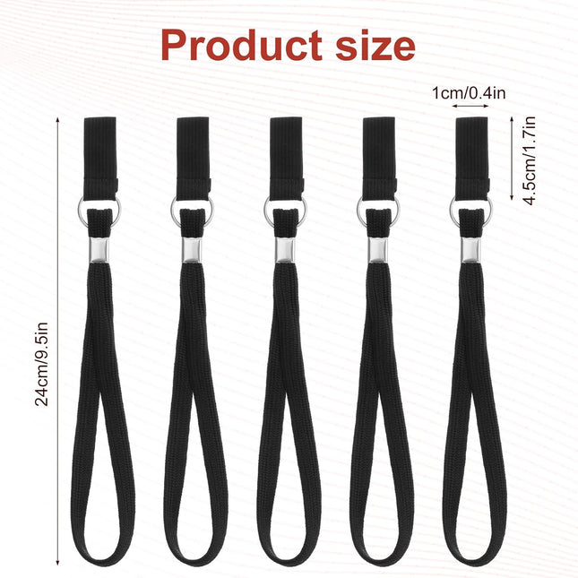 5PCS Walking Cane Wrist Strap Replacement Black Adjustable Wrist Strap Lanyard Elastic Loop