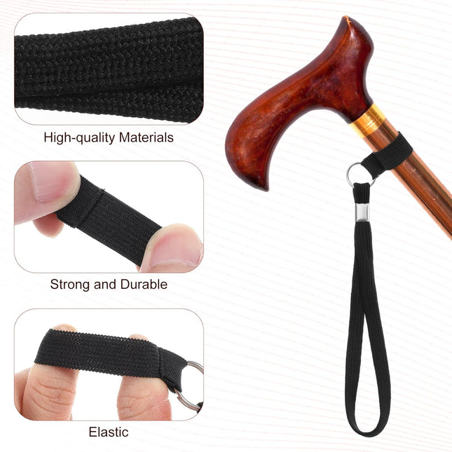 5PCS Walking Cane Wrist Strap Replacement Black Adjustable Wrist Strap Lanyard Elastic Loop – product detail