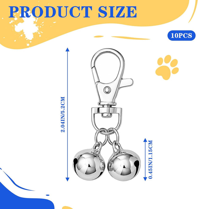 10 PCS Small Bell for Dog Collar Loud Bells for Cat Collars Mini Sliver Training V1258-DP02-A-1060