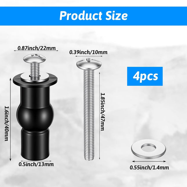 4 Set Stainless Steel Toilet Seat Bolts 10mm Toilet Seat Screws Replacement Kit with Expanding