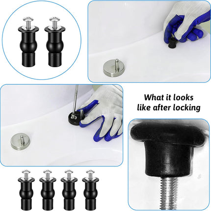 4 Set Stainless Steel Toilet Seat Bolts, 10mm Toilet Seat Screws Replacement Kit with Expanding Rubber Nuts Universal Toilets Seats Hardware for Most Top Mount Toilets Seats Tightening Kit Replacement