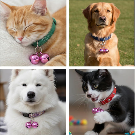2 PCS Pet Bells for Collar Small Bell for Dog Cat Collar Bells Only Loud Training Pendant Accessories Stainless Steel Collars Charm with Heavy Duty Snap Clips for Dogs Kitty Puppy Pet (Purple)