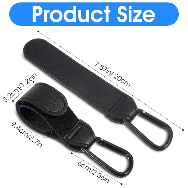 Xindojuz 2 PCS Stroller Hooks for Bags Multipurpose Stroller Straps with Large Carabiner Clip for Hanging