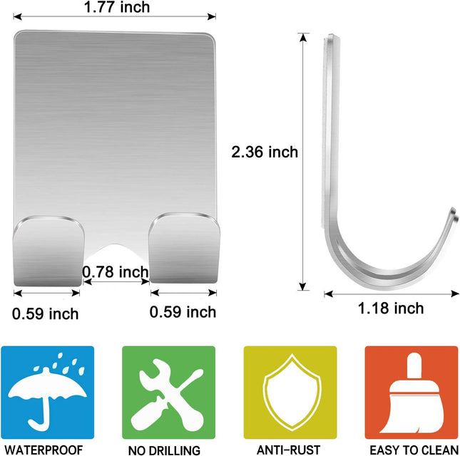 Razor Holder Shaver Hook Hanger Stand(2 Pack)Self Adhesive Stainless Steel Heavy Duty Utility – product detail