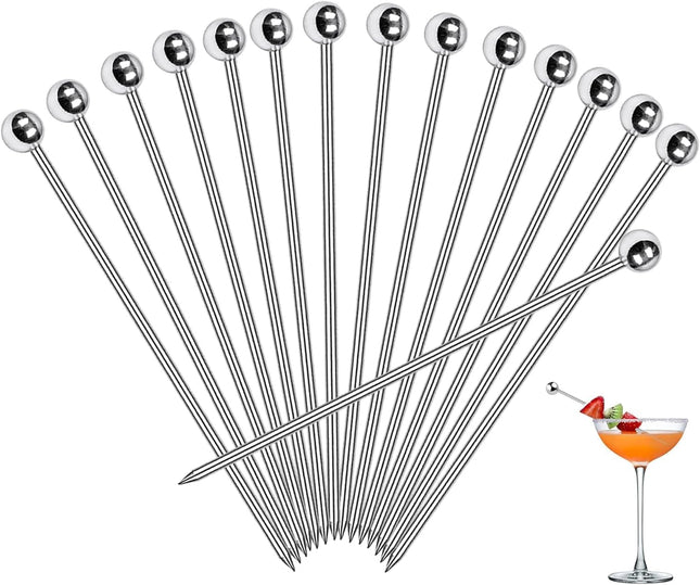 30 Pcs Cocktail Picks Appetizer Skewers Stainless Steel Cocktail Skewers Cleanable and Reusable