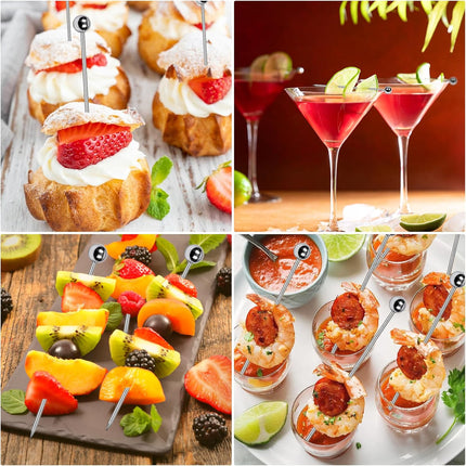 30 Pcs Cocktail Picks, Appetizer Skewers Stainless Steel, Cocktail Skewers Cleanable and Reusable, Toothpicks for Food and Drinks, Bar Party, Barbeque Snacks, Sandwiches, and Fruit (4.2Inch)