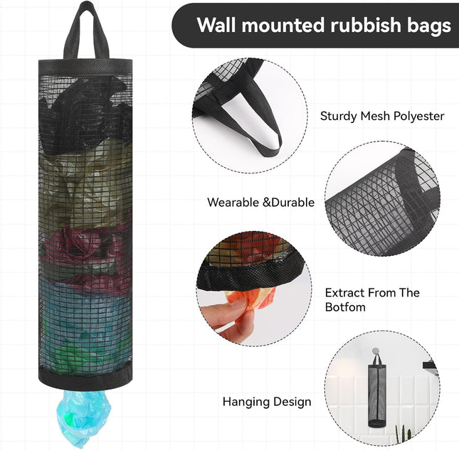 2Pack Plastic Bag Holder Grocery Bag Holder for Plastic Bags Mesh Hanging Storage Dispenser Trash Bag – product detail