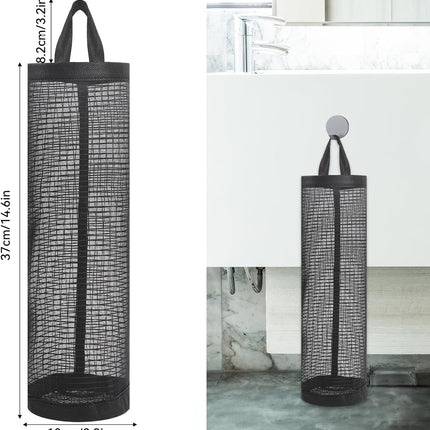 2Pack Plastic Bag Holder, Grocery Bag Holder for Plastic Bags Mesh Hanging Storage Dispenser Trash Bag Organizer Shopping Bag Holder for Plastic Bags