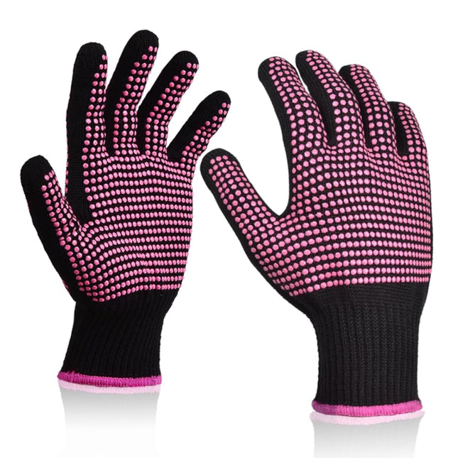 2Pcs Heat Resistant Gloves with Silicone Bumps Professional Heat Protection Gloves for Hair Styling
