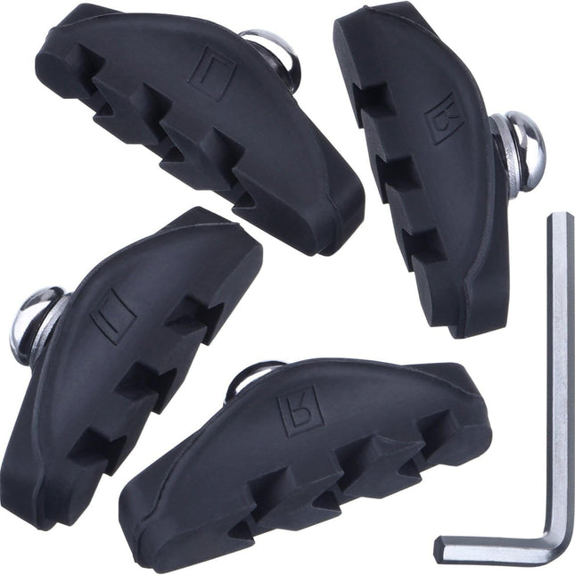 2 Pairs (4 Pieces) Bike Brake Pads Rubber V-Brake Pads for Mountain & Road Bicycle Quiet & Non-Skid Cycling