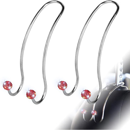 2PCS Bling Auto Purse Hook, Crystal Rhinestone Car Hangers Organizer, Strong Car Seat Headrest Hooks for Bags, Cute Car Seat Back Storage Hook for Women, Universal Car Accessories for SUV Truck