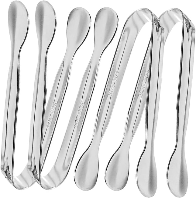 4 Pcs Ice Tongs Sugar Cubes Tongs Mini Serving Tongs 304 Stainless Steel Silver 4.33 x 0.63 inches