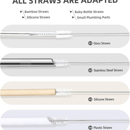 9-Piece Straw Cleaner Brush Kit - for Stanley Mug 40, 30, 20 oz, (3-Size) Extra Long Pipe Cleaners, Straw Cleaning Brush for Tumbler, Sippy Cup, Bottle and Tube
