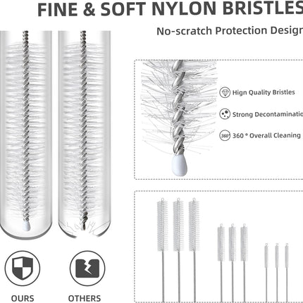 9-Piece Straw Cleaner Brush Kit - for Stanley Mug 40, 30, 20 oz, (3-Size) Extra Long Pipe Cleaners, Straw Cleaning Brush for Tumbler, Sippy Cup, Bottle and Tube