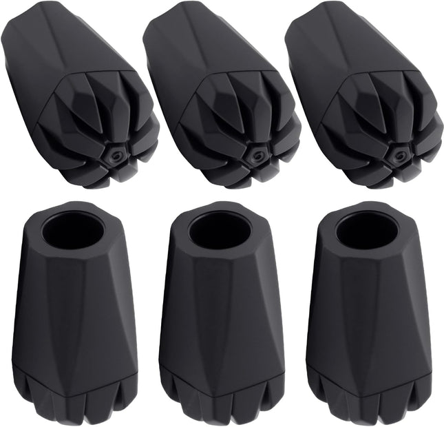 6pcs Anti-Slip Walking Stick Tips Shock Absorption Trekking Pole Tips Replacements for Hiking Pole for