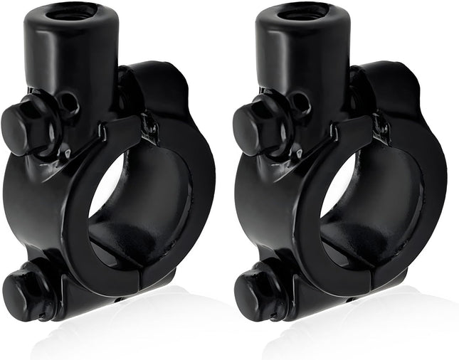 2PCS Motorcycle Handlebar Mirror Mount Holder 8mm 7/8 Handlebar Clamp Rearview Side Mirror Adapter (Black