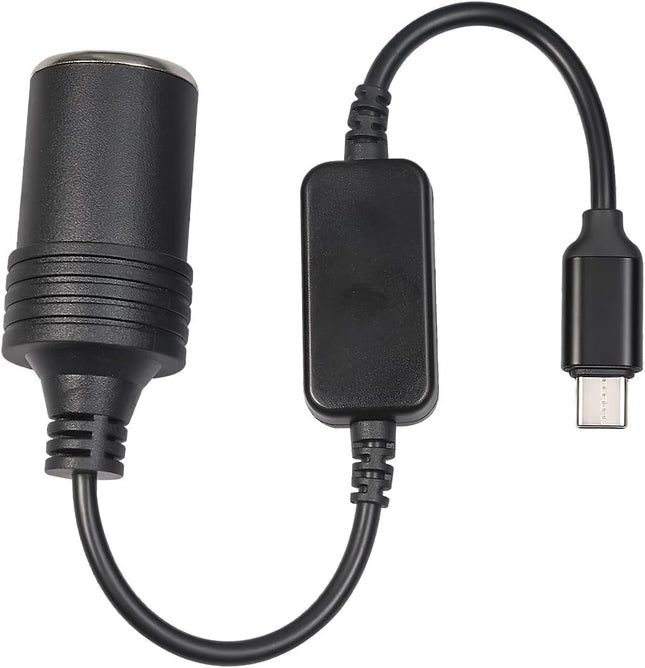 USB C Male to 12V Car Cigarette Lighter Socket Female Converter Cable USB to Cigarette Lighter (0.98 Ft/0.3