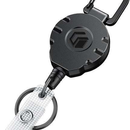 Retractable Keychain Heavy Duty Carabiner Badge Holder Tactical ID Badge Reel for up to 8 oz with Stainless Steel Spring Coil 31.5 Inch Steel Wire Rope Retractable Lanyard Clip and Key Ring