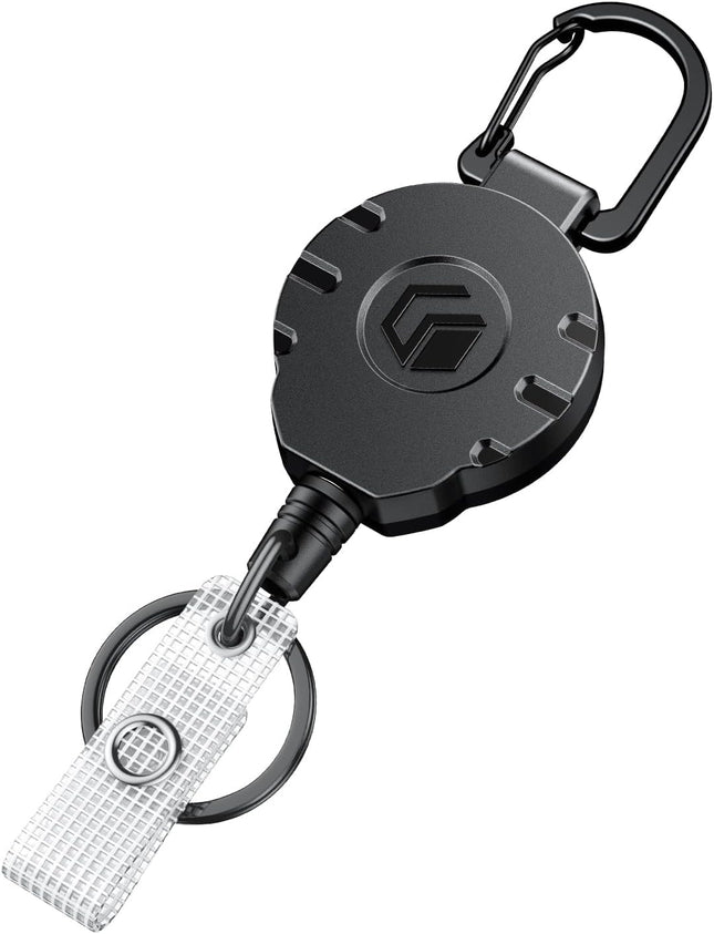Retractable Keychain Heavy Duty Carabiner Badge Holder Tactical ID Badge Reel for up to 8