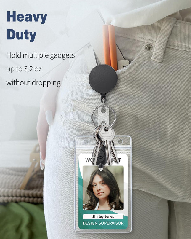 3 Pack Retractable Badge Reel with Swivel Alligator Clip Heavy Duty Retractable Keychain with – product detail