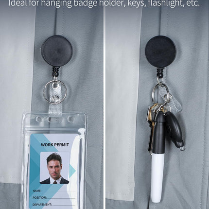 3 Pack Retractable Badge Reel with Swivel Alligator Clip Heavy Duty Retractable Keychain with Stainless Steel Spring Coil Strong ABS Casing with Waterproof Clear Badge Holder